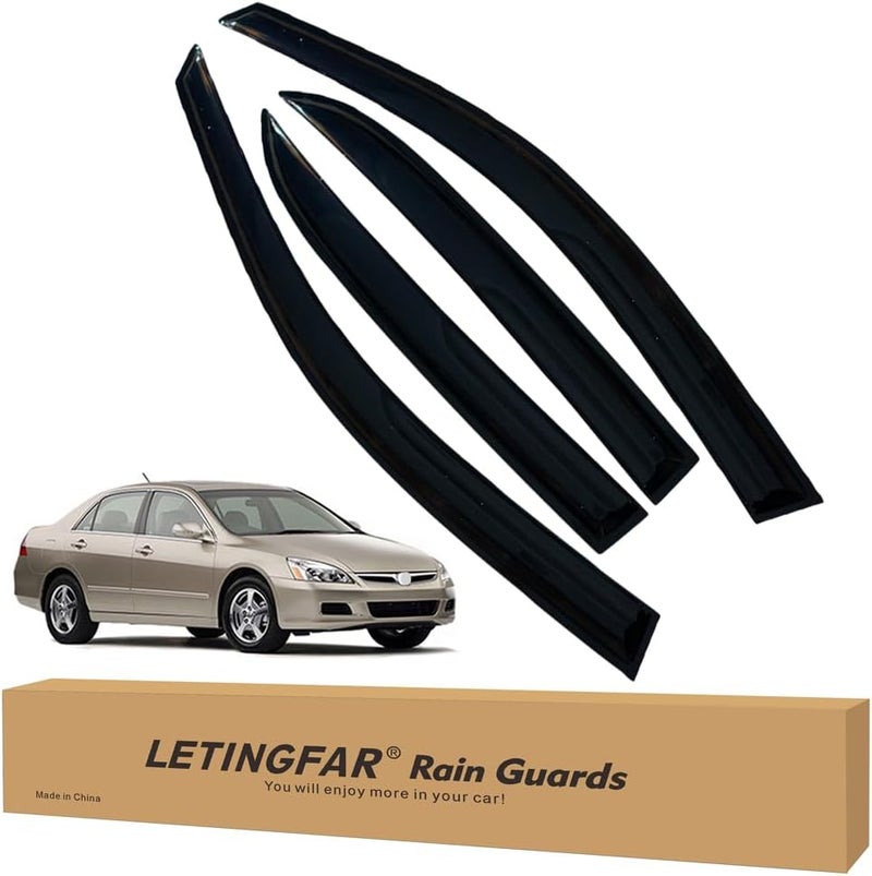 LETINGFAR حواجز المطر للنوافذ لسيارة هوندا أكورد 2003 2004 2005 2006 2007، واقيات الرياح، ظلال التهوية لسيارة هوندا أكورد - Image 1